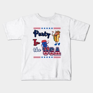 Party In The USA Hot Dog and coffee Kids T-Shirt